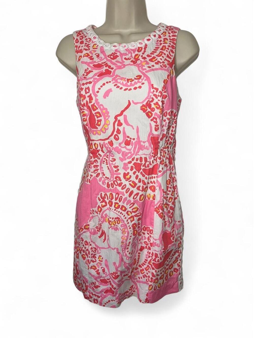 Lilly Pulitzer Dress Womens 4 Pink Elephant Trunk In Love Mila Lace Shift Mini